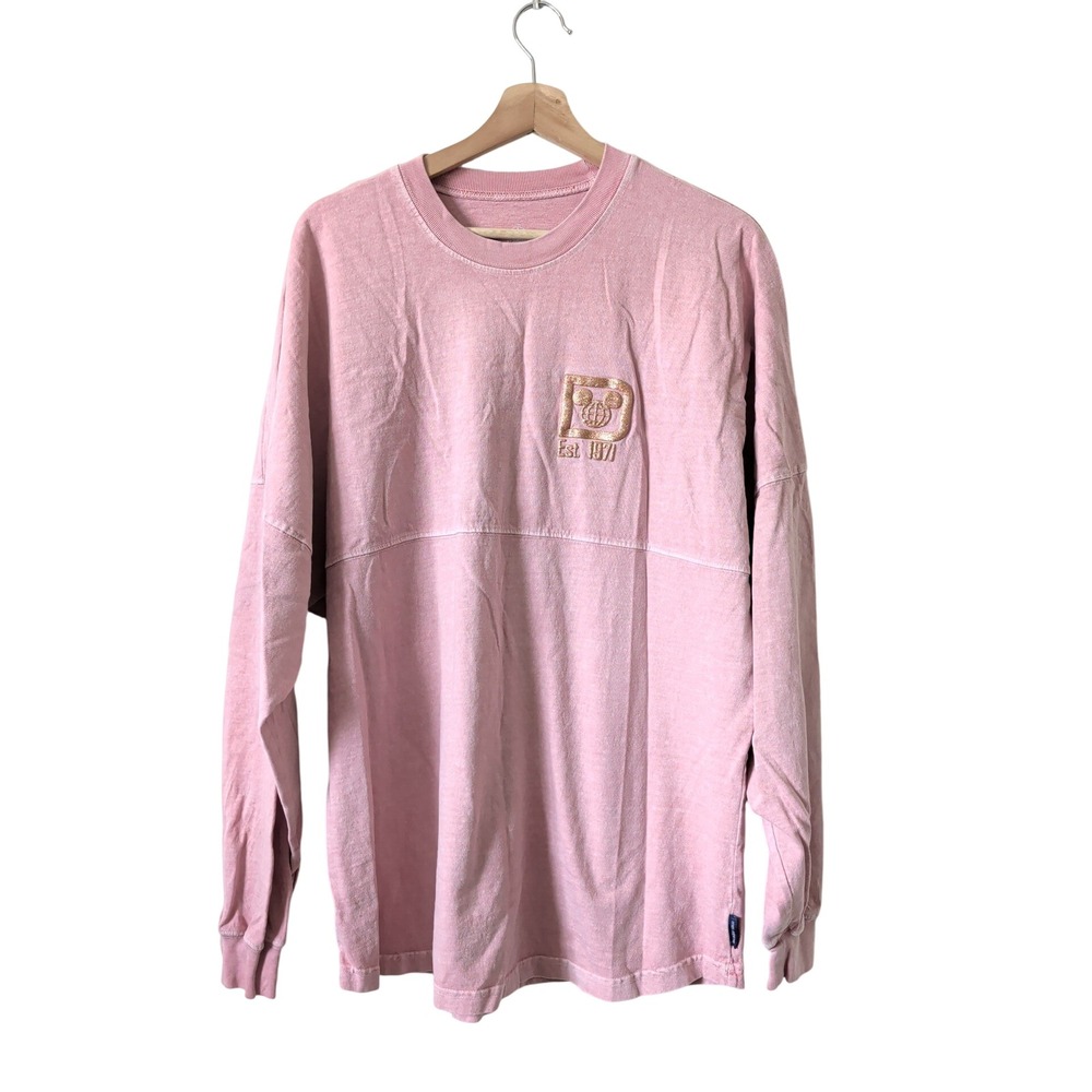 Walt Disney World Spirit Jersey Rose Gold Pink Glitter Long Sleeve Shirt Large
